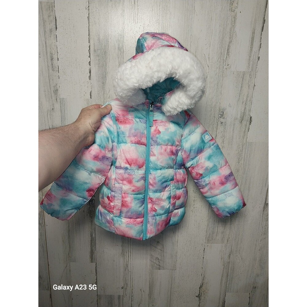 Snozu Girl's Size 2T Pastel WARM Soft Coat Removable Fur Hooded Jacket